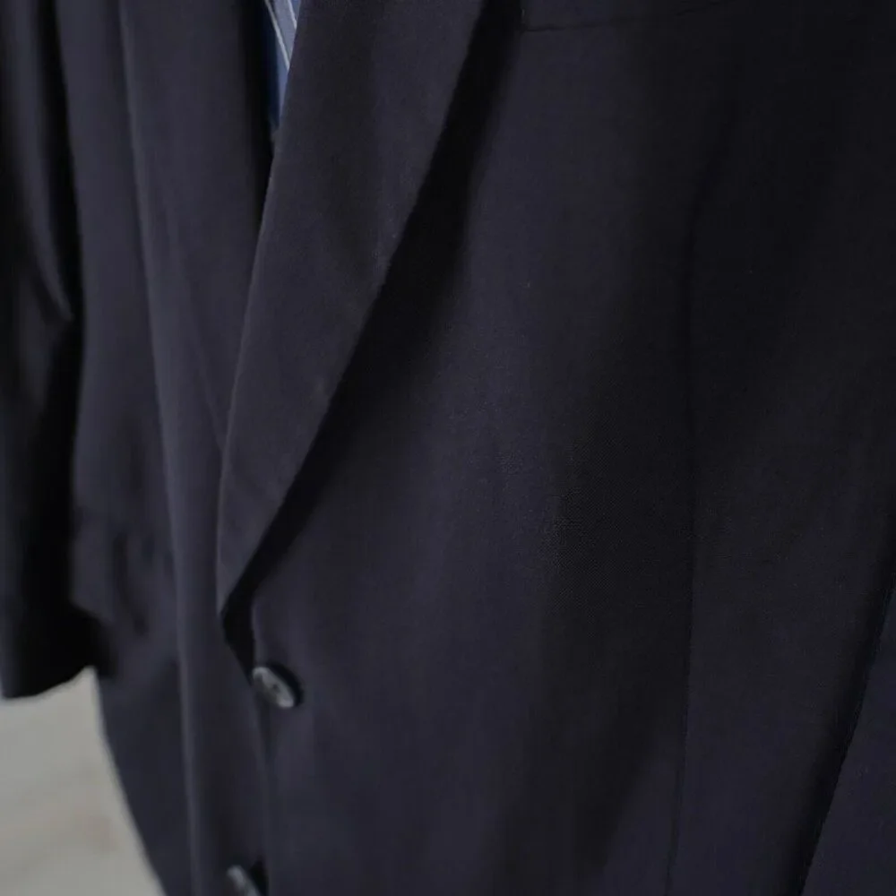 Hart Schaffner Marx Micron 2000 Wool Blue 2‎ Button Suit Jacket / Blazer 48L